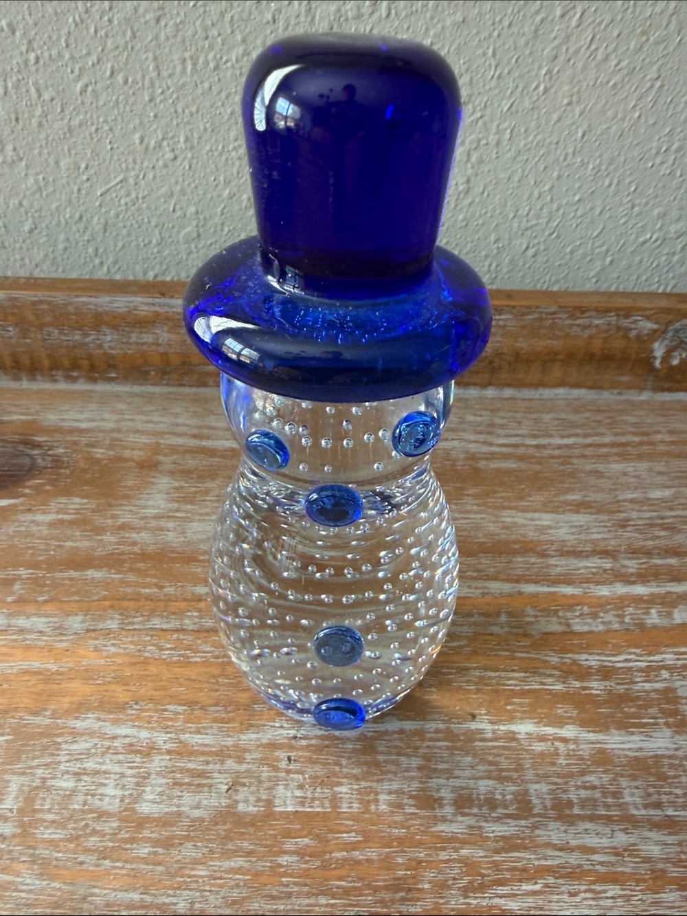 Gibson Cobalt Blue Glass Snowman Figurine
